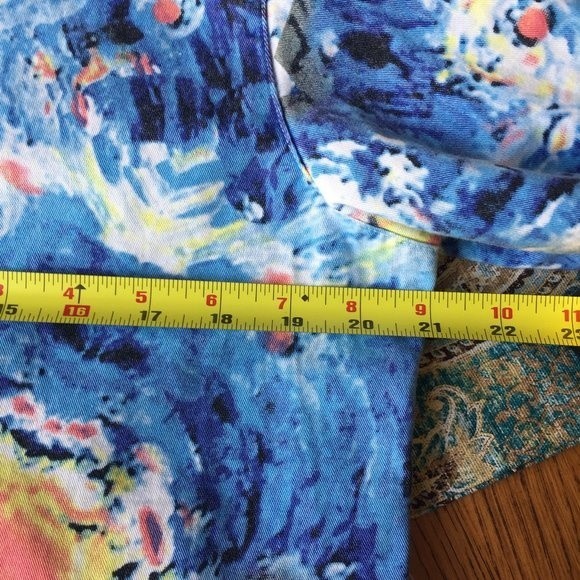 Artscapea Galaxy Print Denim Jacket Vintage 100% Cotton Blue Yellow Orange M - Picture 10 of 12